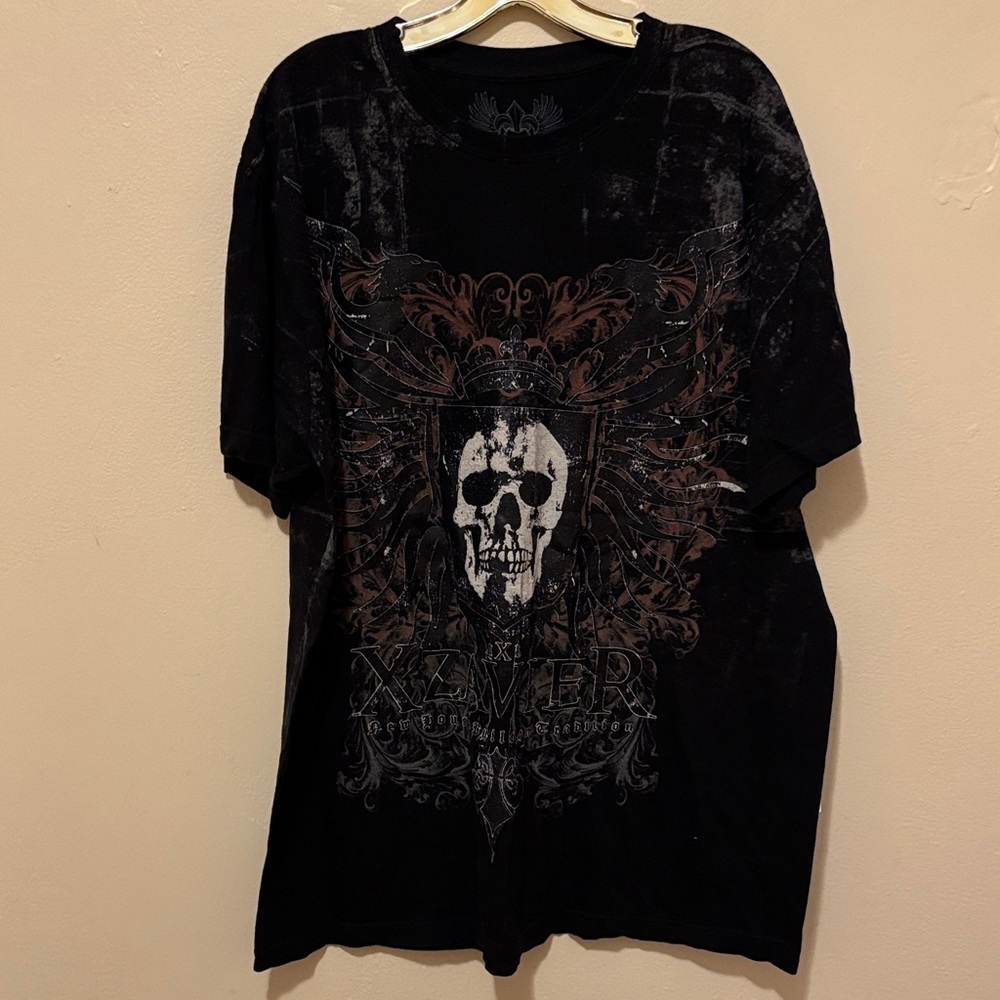 Xzavier Black Skull Graphic Men's Tee